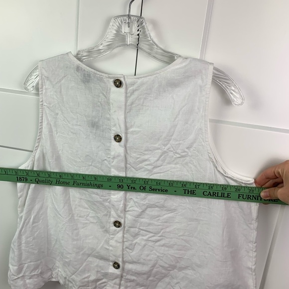 NWT J. Crew Maxine Button-Back Top 100% Linen White LARGE Minimalist Classic - Picture 7 of 7
